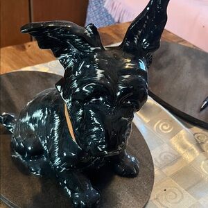 Black Ceramic Dog Figurine Decorative Pet Statue